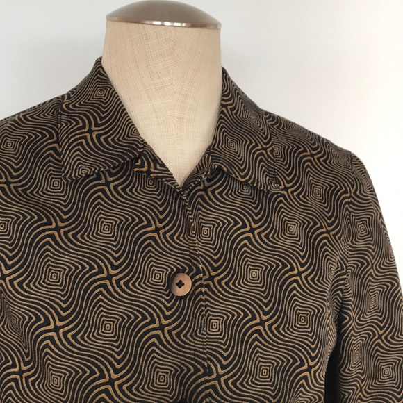 Retro print cropped blazer with drawstring cinch - Picture 2 of 6